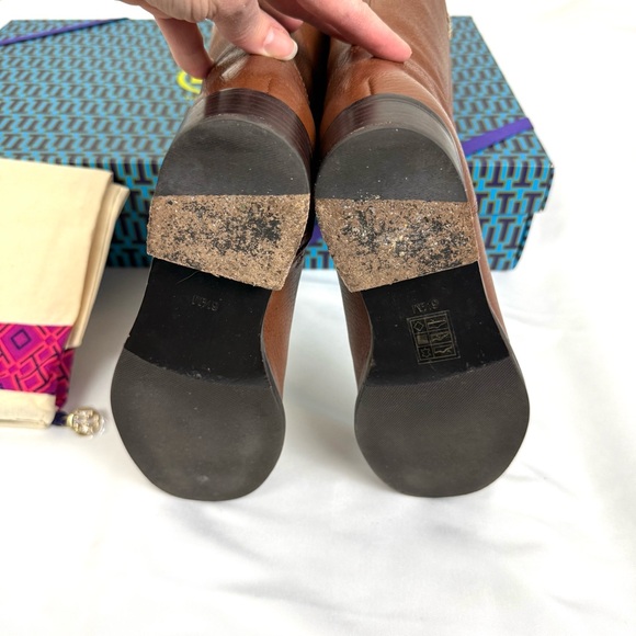 TORY BURCH Boots Brown Leather Tall Jolie Riding Boots 6.5 - Picture 7 of 14